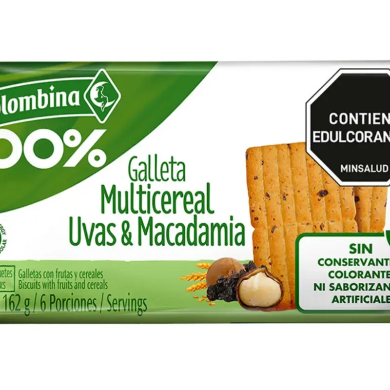 Galletas multicereal uvas y macadamia, 6 paquetes 