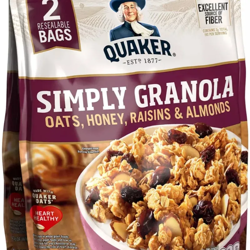 Granola Avena, miel, pasas y almendras, Quaker