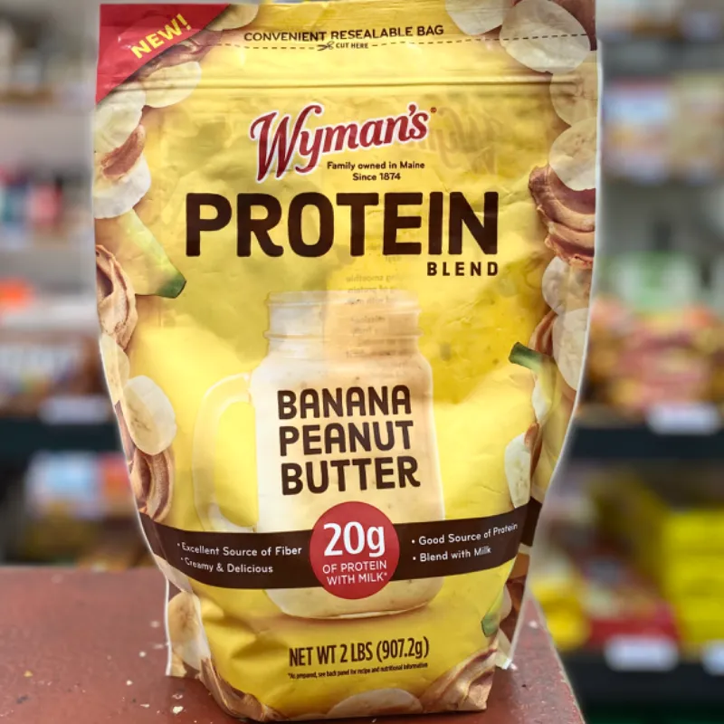 Mezcla de Proteína con leche , Wyman’s, sabor plátano y mantequilla de maní 