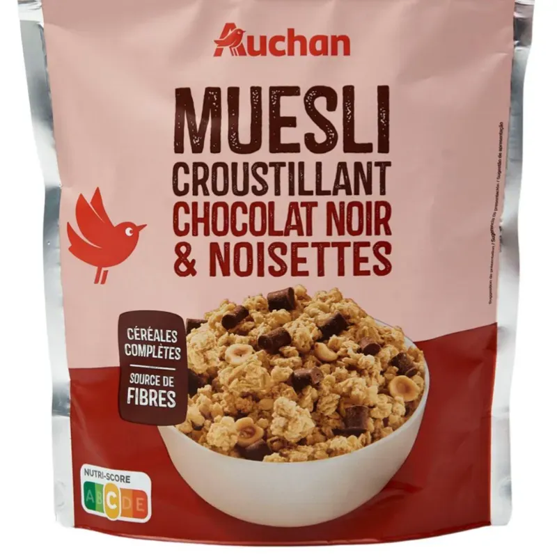 Muesli, Chocolate y nueces, Auchan, 450 gramos
