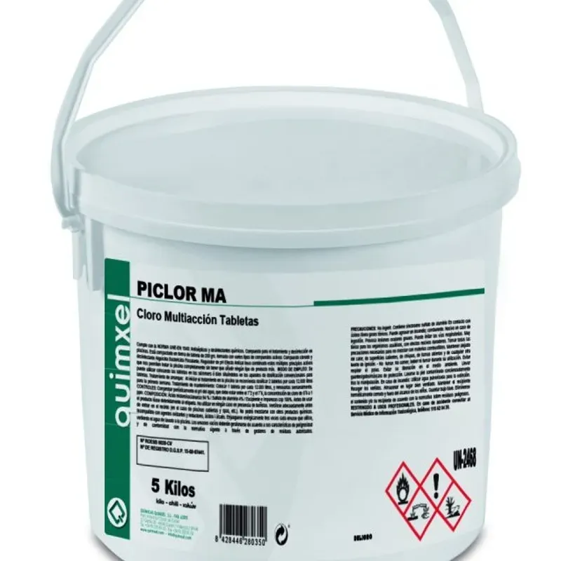 PICLOR MA, cloro multiacción tabletas, Quimxel, 5 KG 