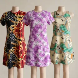 VESTIDO ESTAMPADO C/ MANGAS