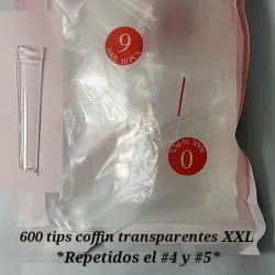 Paquete de 600 tips Coffin curvatura C transparente XXL