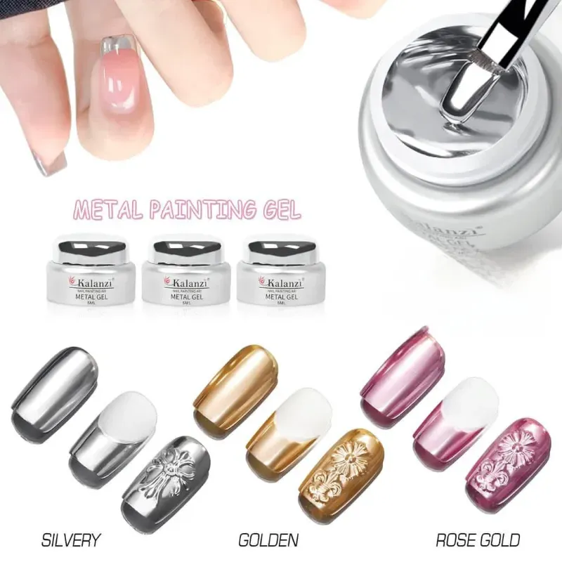 Trío paiting metálico Kalanzi (oro,plata, oro rosa)