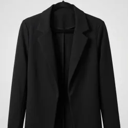 Blazer ESTRUCTURADO Abierto de Solapa Clásica (Open Front Tailored Blazer) – Negro