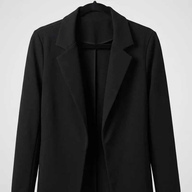 Blazer ESTRUCTURADO Abierto de Solapa Clásica (Open Front Tailored Blazer) – Negro