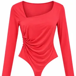Body Rojo Manga Larga Asimétrico