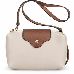 Bolso bandolera crema y marrón
