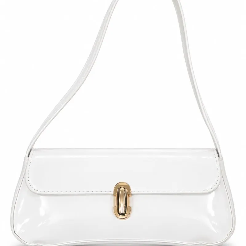 Bolso de hombro blanco charol