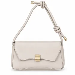 Bolso de hombro gris perla con asa anudada