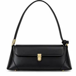 Bolso de hombro negro con cierre dorado