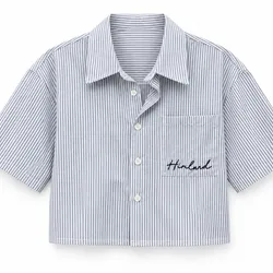 Camisa corta de rayas azul y blanco