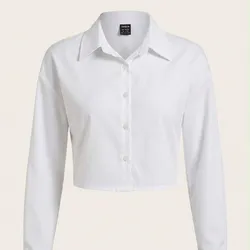 Camisa Crop Blanca Manga Larga