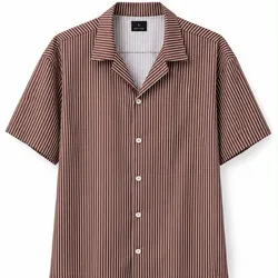 Camisa Cuello Camp Rayas Marrón