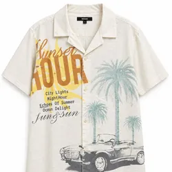Camisa Lino Estampado Sunset Hour