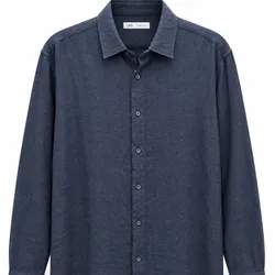 Camisa Manga Larga Azul Marino Texturizada