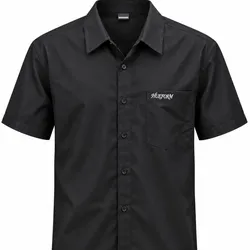 Camisa negra de manga corta con bolsillo bordado