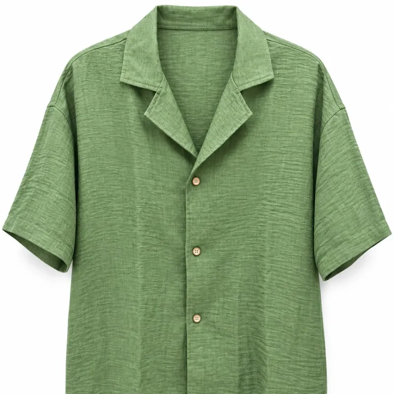 Camisa verde de textura arrugada