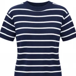 ​Camiseta de Punto Fino a Rayas Estilo Marinero (Sailor Stripe Knit Top) – Azul Marino / Blanco