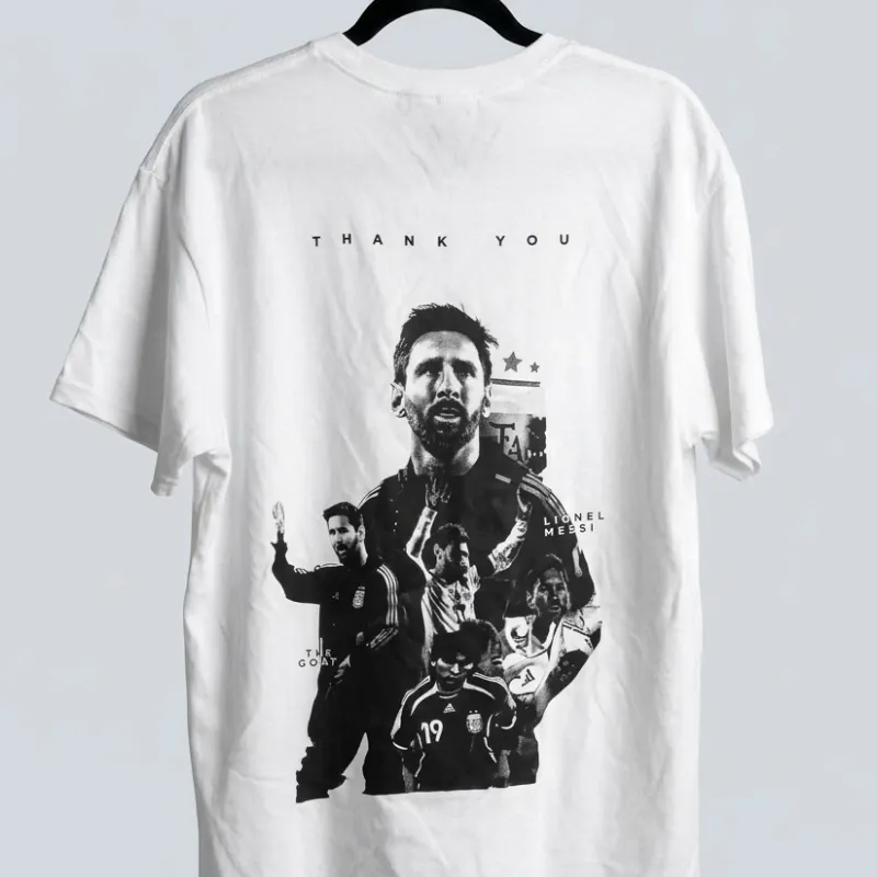 Camiseta Graphic White "Thank You Leo / GOAT" – Estilo Urbano & Edición Especial