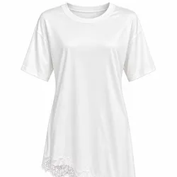 Camiseta Larga Blanca con Encaje