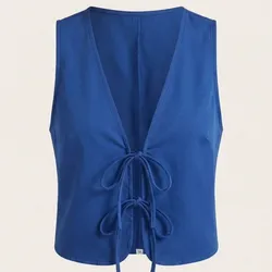 Chaleco azul rey con lazos