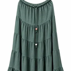Falda larga escalonada verde