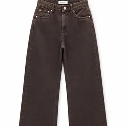 Jeans wide leg marrón chocolate (lavado desgastado)