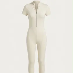 Jumpsuit Blanco Manga Corta