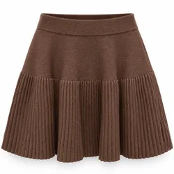 Minifalda de punto acanalado marrón