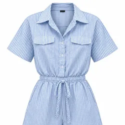 Romper Rayas Azules Estilo Camisero