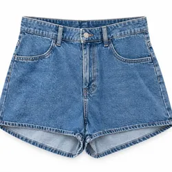 Short vaquero tiro alto azul