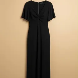 Vestido Largo Negro Manga Mariposa