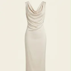 Vestido Midi Champán Satinado