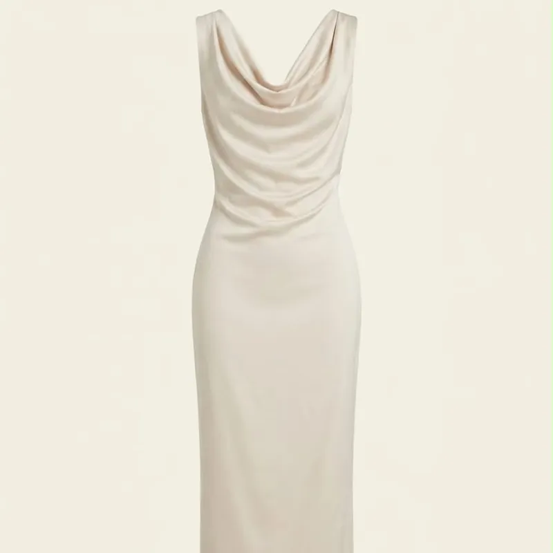 Vestido Midi Champán Satinado