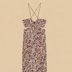 Vestido Midi Paisley Halter con Cut-Out