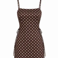 Vestido Mini Marrón Lunares