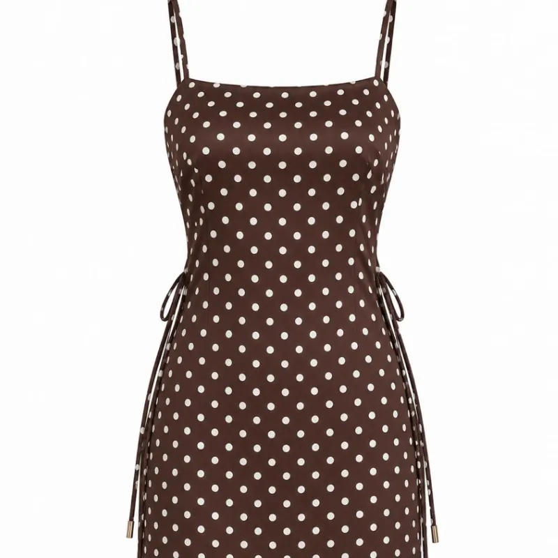 Vestido Mini Marrón Lunares