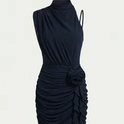 Vestido Mini Negro  Rosa 3D
