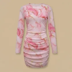 Vestido Mini Rosa Efecto Mármol