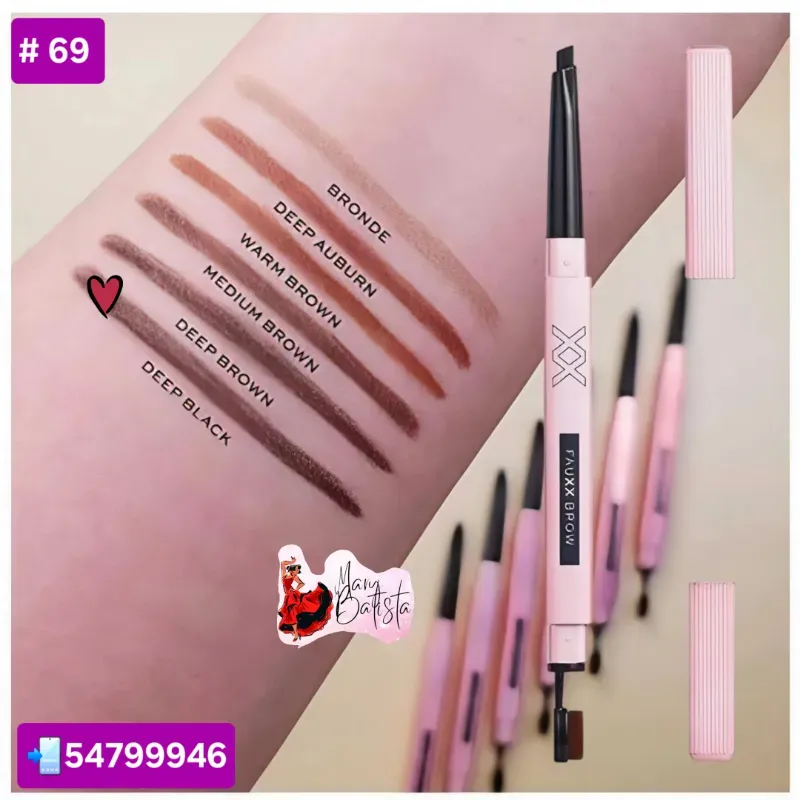 Lápiz delineador de cejas retráctil XX Revolution tono Deep Black