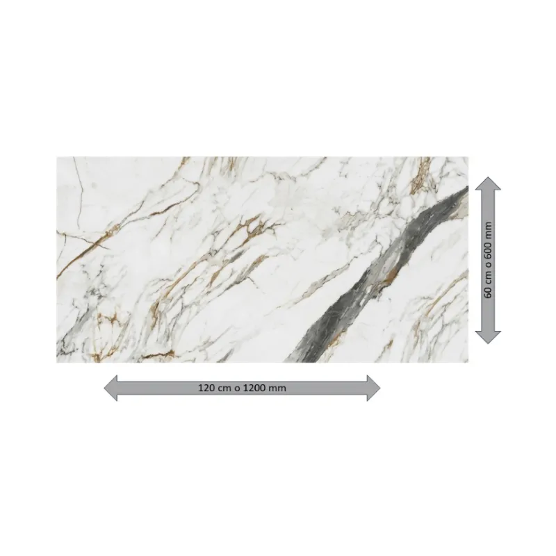 Caja de losa de cerámica pulida gravel calacatta gold 600 mm x 1200 mm Bluetone (2 U)