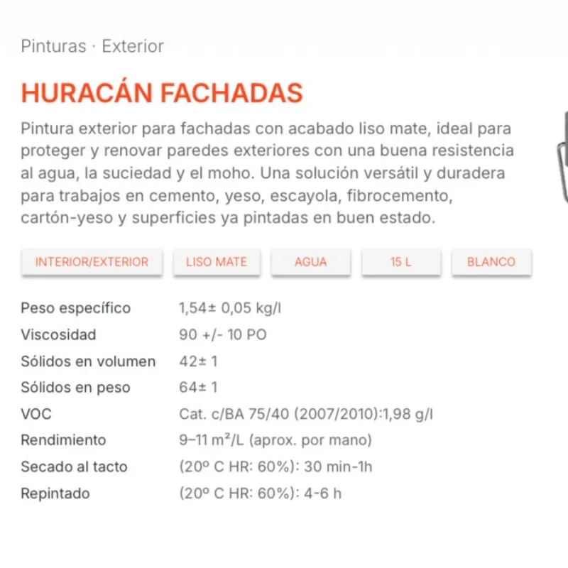 MONTO Huracán Fachadas 15 lts