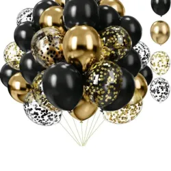 Globos negros y dorados de confetty 