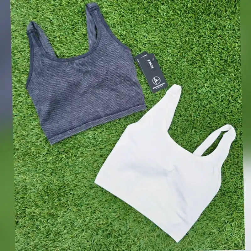 2-Pack Alamo Stonewash Ribbed Seamless Sports Bras 90 DEGREE BY REFLEX