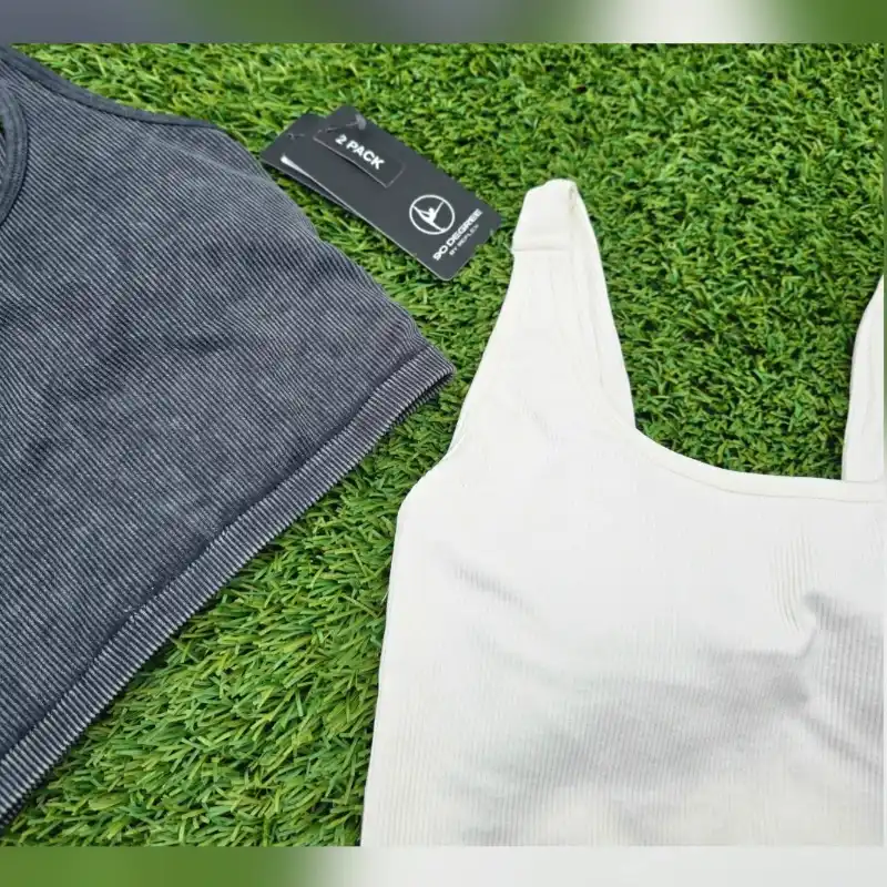 2-Pack Alamo Stonewash Ribbed Seamless Sports Bras 90 DEGREE BY REFLEX