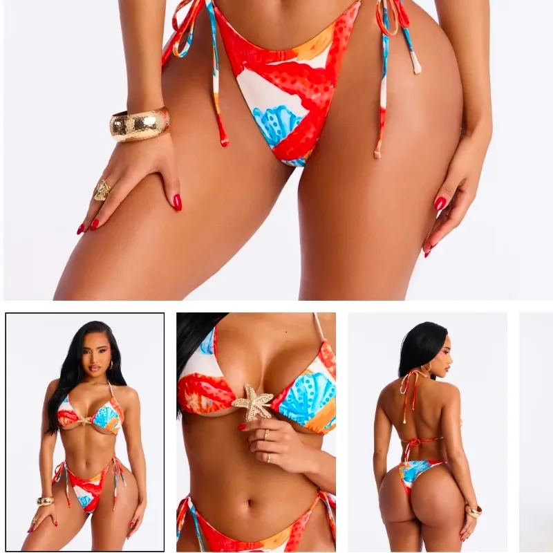 Conjunto de e piezas de bikinis y pareo