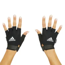 Guantes de entrenamiento Adidas Essential, disponibles en negro con logos de diferentes colores