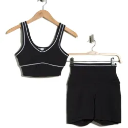 Lux Motion Muse Cut Crop Top & Shorts Set YOGALICIOUS