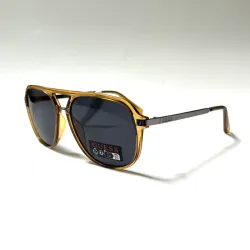 New GUESS Aviator Sunglasses  Double Bridge Acetate Amber Black Lens